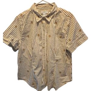 LIZ CLAIBORNE STRIPED BUTTON DOWN BLOUSE SZ XL